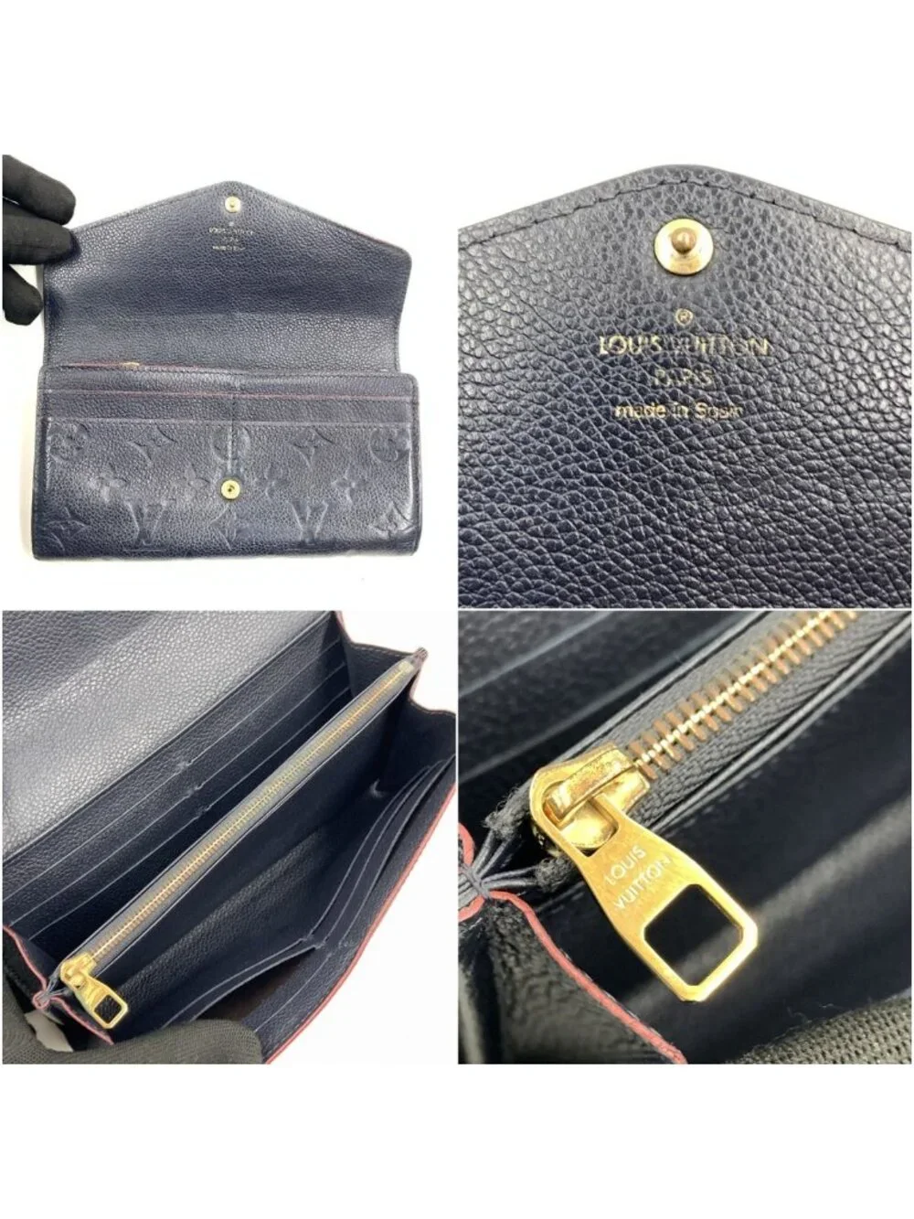 Louis Vuitton Monogram Empreinte Portefeuille Sarah Bifold Wallet Navy
